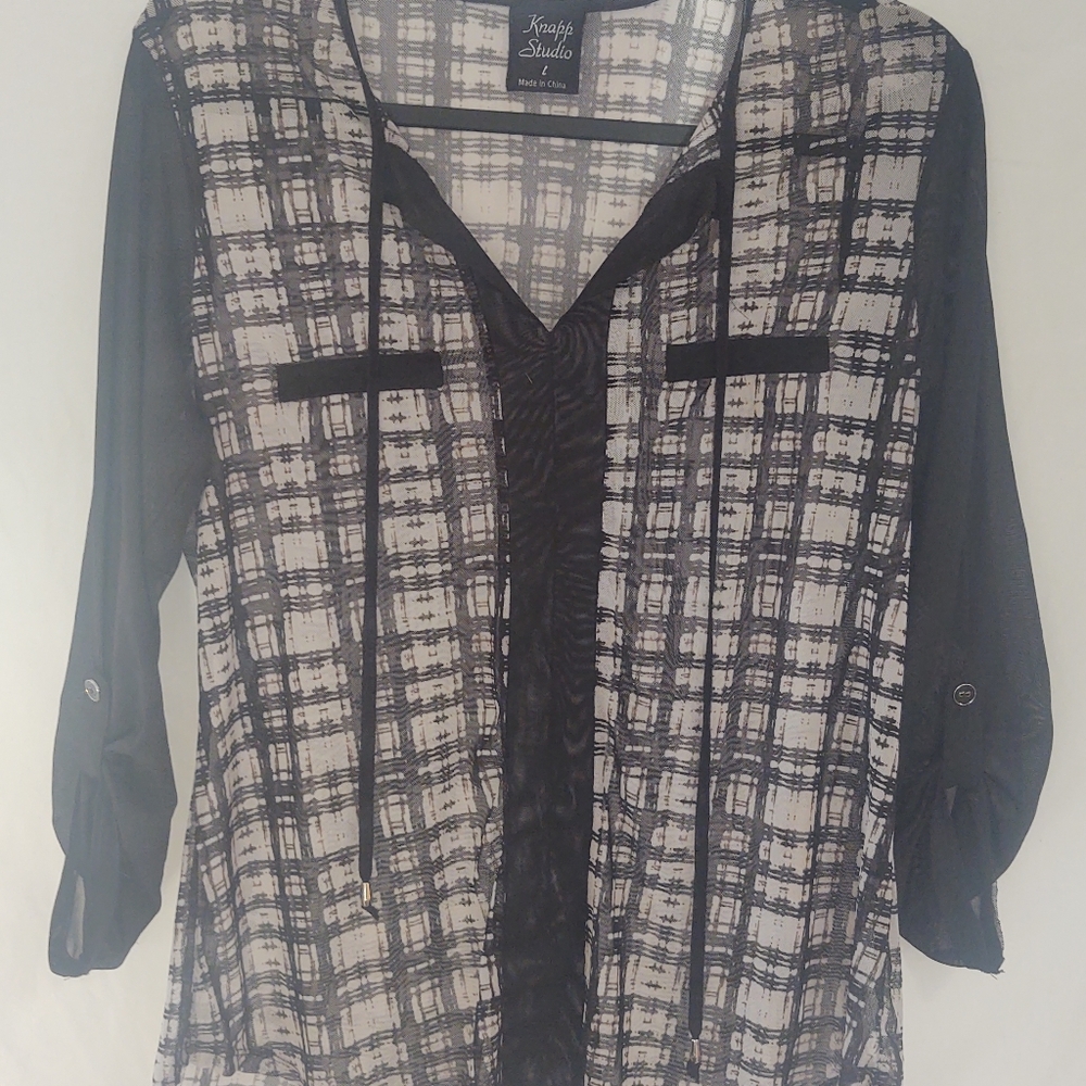Sheer Black & White  Blouse